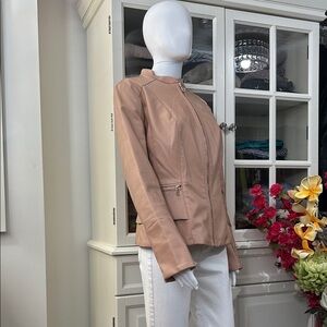 Suzy Shier Blush Pink faux Leather Zip Front Jacket